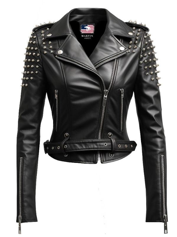 Women Black Biker Slimfit Real Leather Jacket