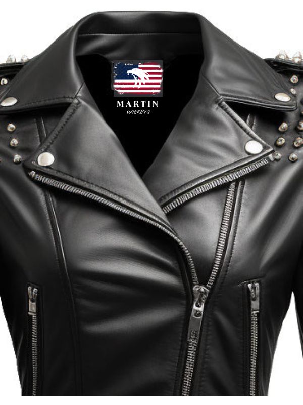 Women Black Biker Slimfit Real Leather Jacket