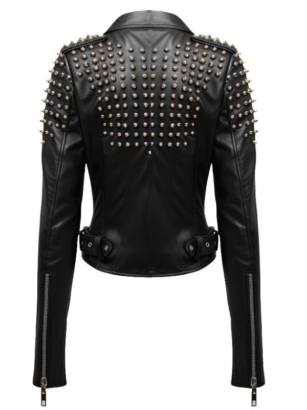 Women Black Biker Slimfit Real Leather Jacket
