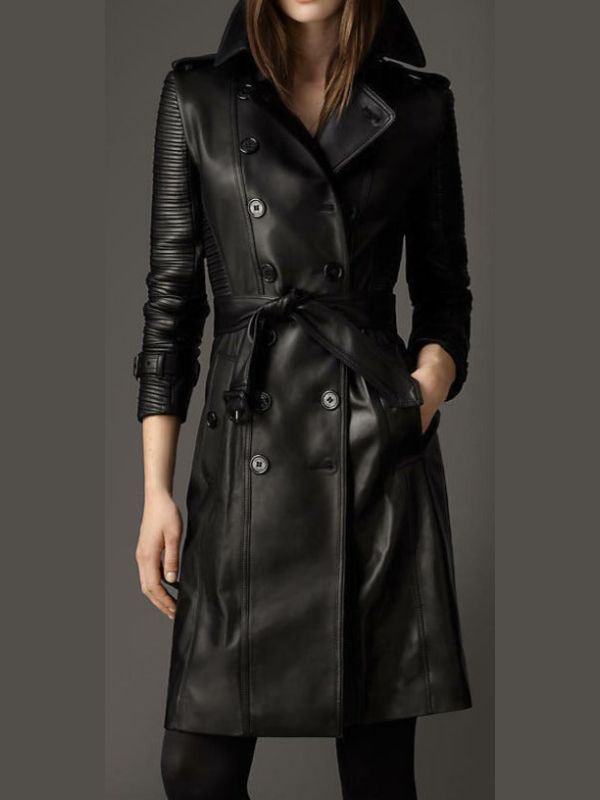 Women’s Black Military Stylish Leather Coat