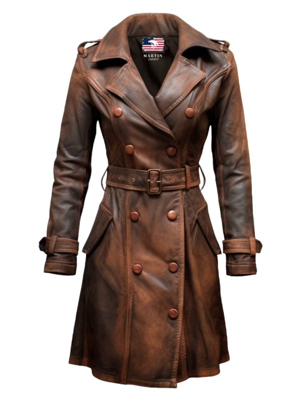 Women Brown Vintage Leather Coat – Classic Vintage Elegance