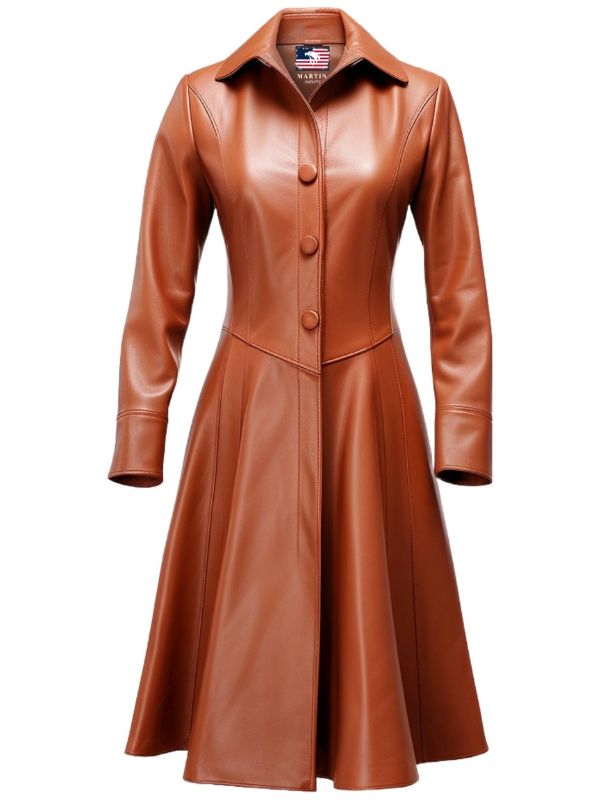 Women’s Brownish Tan Leather Coat – Stylish &amp; Elegant