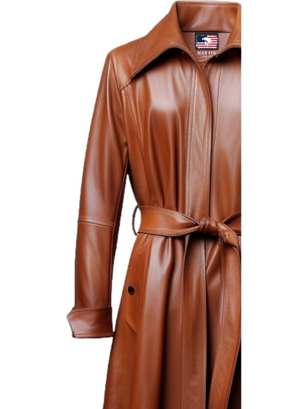 Women’s Brownish Tan Leather Coat – Stylish &amp; Elegant