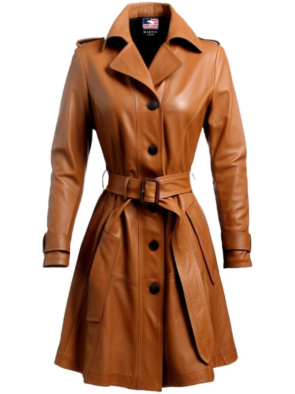 Women’s Tan Brown Vintage Leather Coat