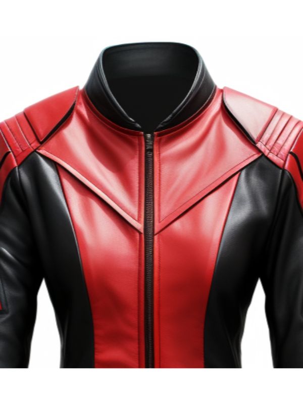 Women Leather Jacket – Red and Black Faux Leather Jacket
