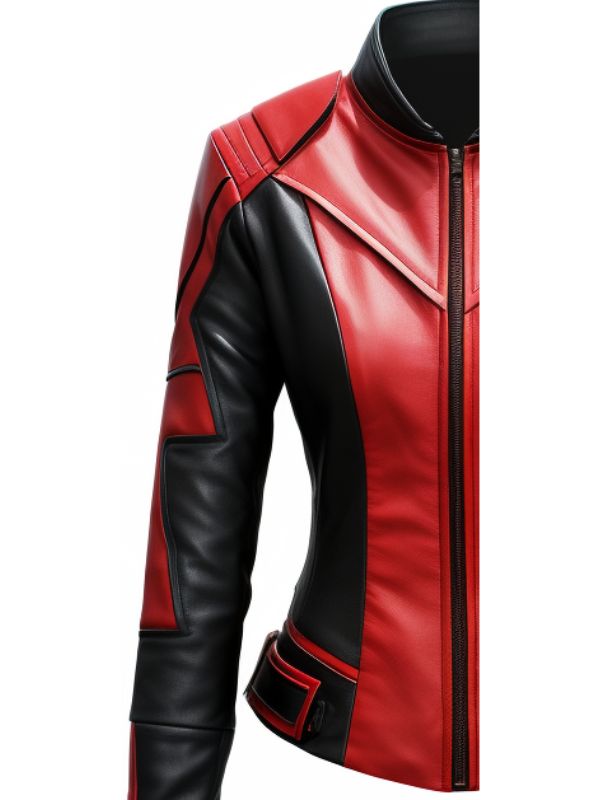Women Leather Jacket – Red and Black Faux Leather Jacket