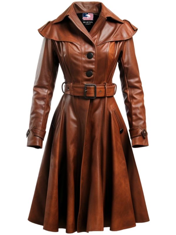 Women’s Vintage Brown Distressed Leather Coat – Timeless Classic