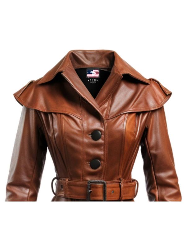Women’s Vintage Brown Distressed Leather Coat – Timeless Classic