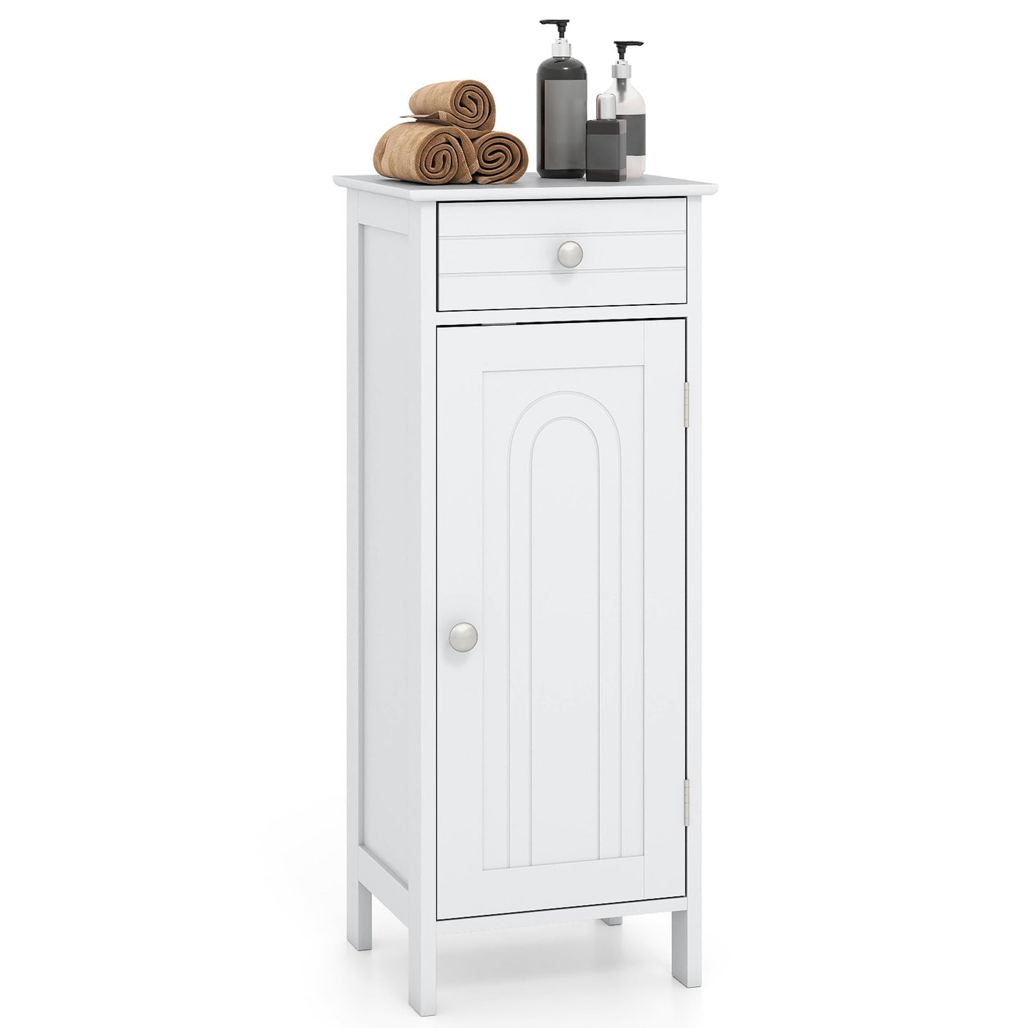 Wooden Storage Free-Standing Floor Cabinet with Drawer and Shelf