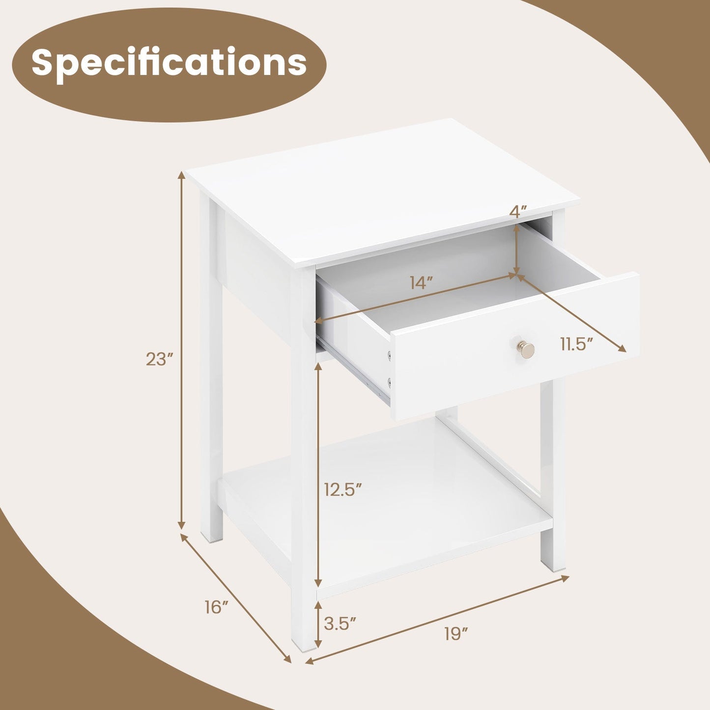 Wooden Storage Shelf with Drawer for Bedroom and Living Room