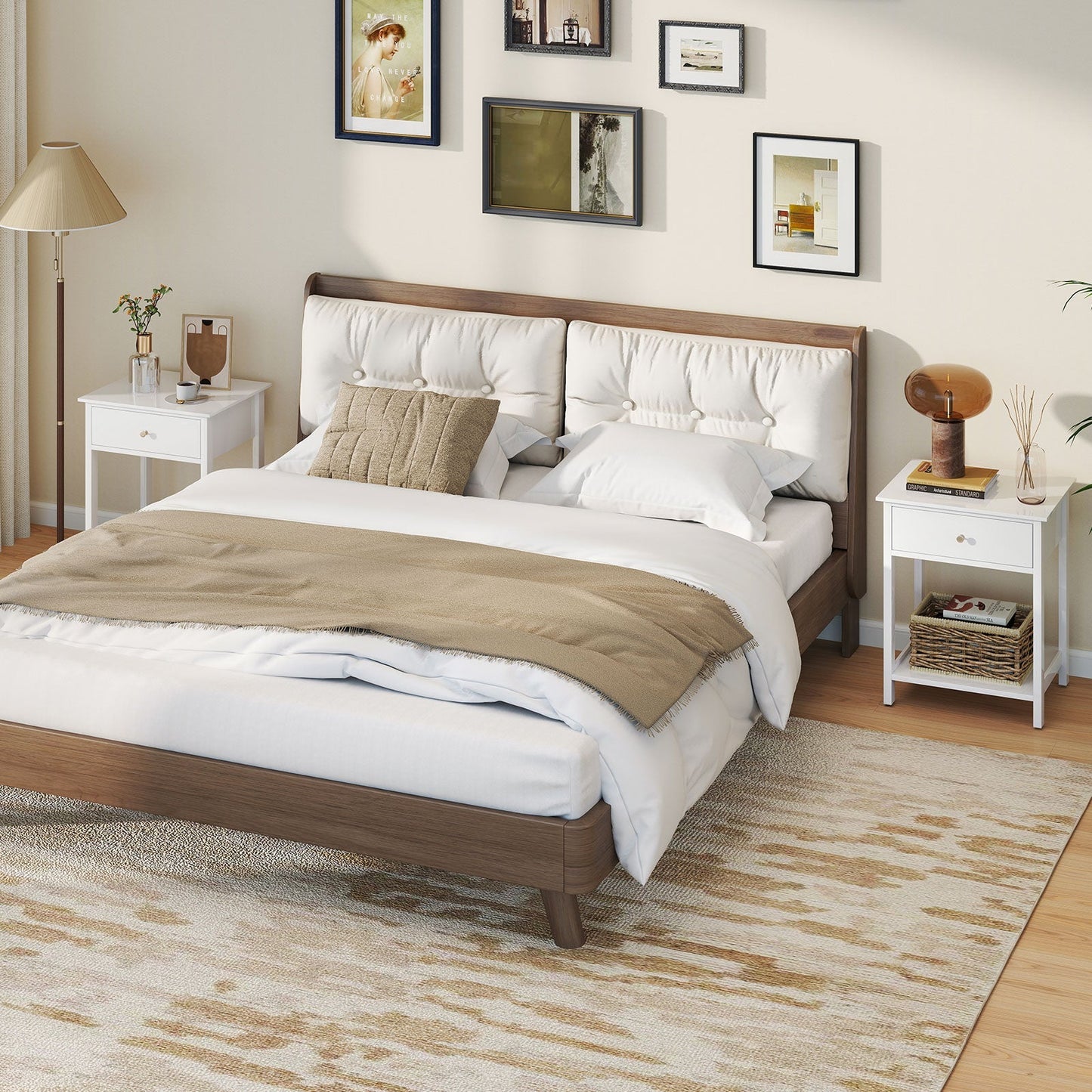 Wooden Storage Shelf with Drawer for Bedroom and Living Room