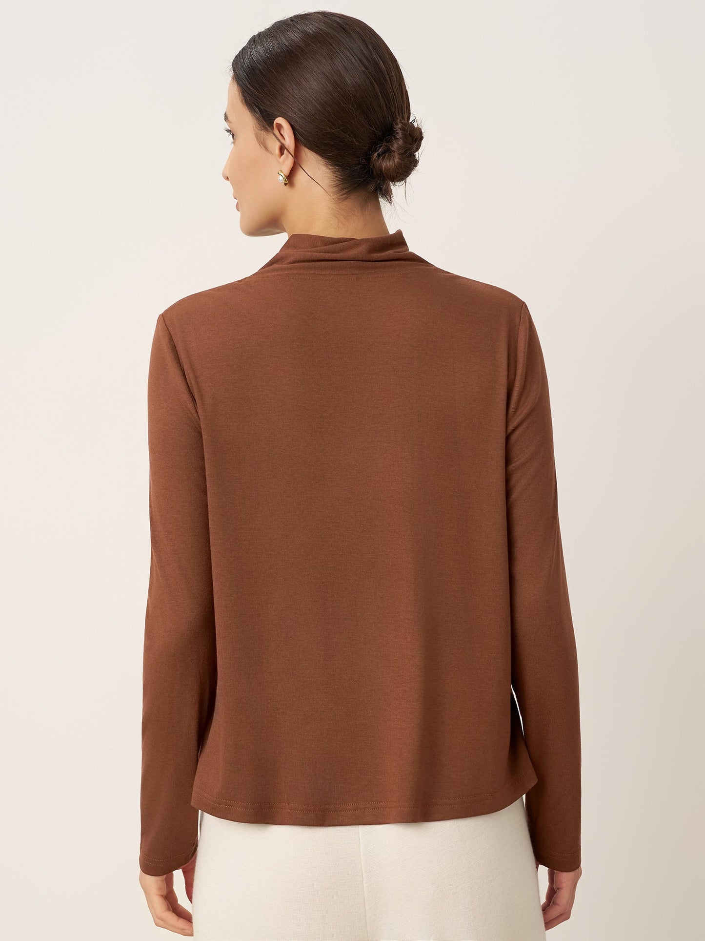 Wool Scarf Collar Long-Sleeve Top ALESSIA