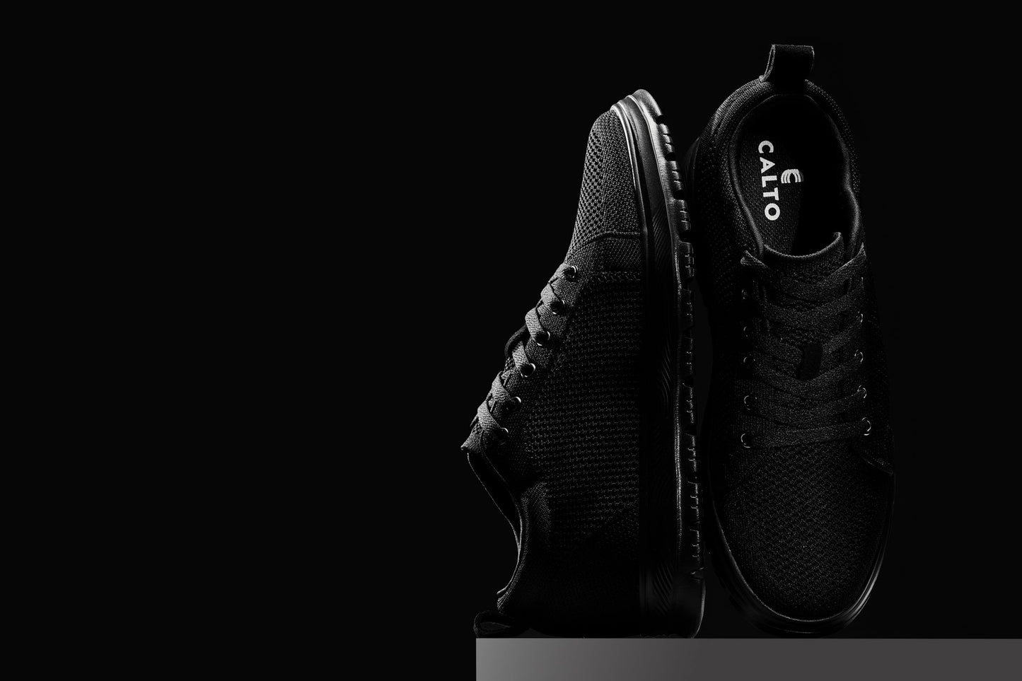 CALTO - X2320 - 2.4 Inches Taller (Black/Black Sole) - Lace Up Casual Sneaker - Lightweight