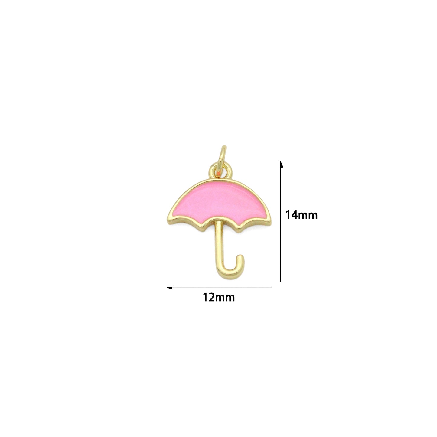 Pink Enamel Umbrella Shape Pendant,CZ Micro Pave Enamel Pendant,Enamel Jewelry, 14x12mm,Sku#Y523