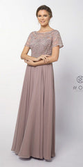 CLEARANCE - Nox Anabel Y525 - Short Sleeve Embroidered Top Formal Dress (Size 3XL)