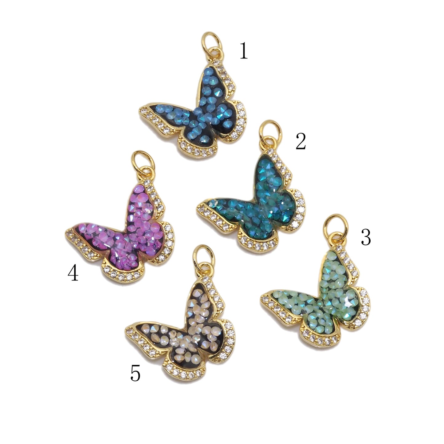 Sparkle Micro Pave CZ Butterfly Charm, Sku#Y771
