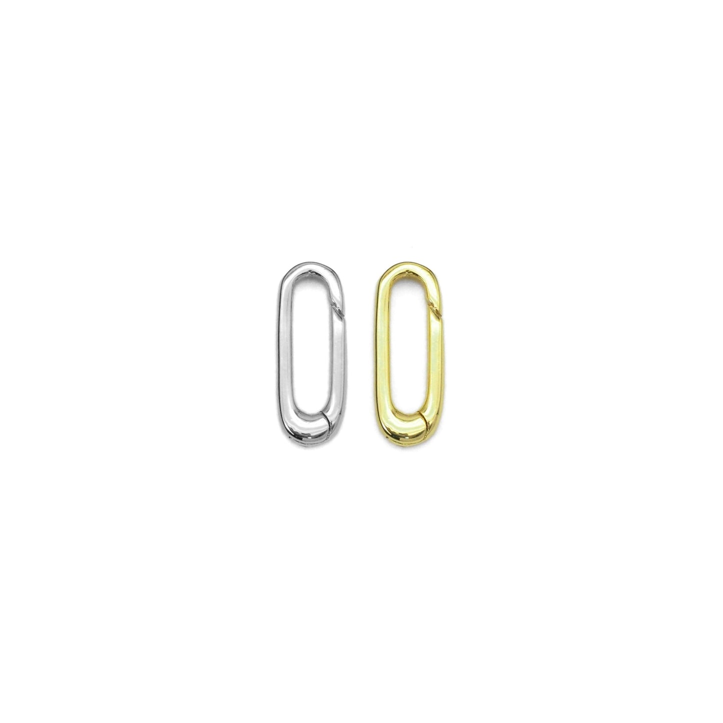Plain Gold /Silver  Long Paperclip Snap Click Clasp/Charm Holder, Sku#Y839