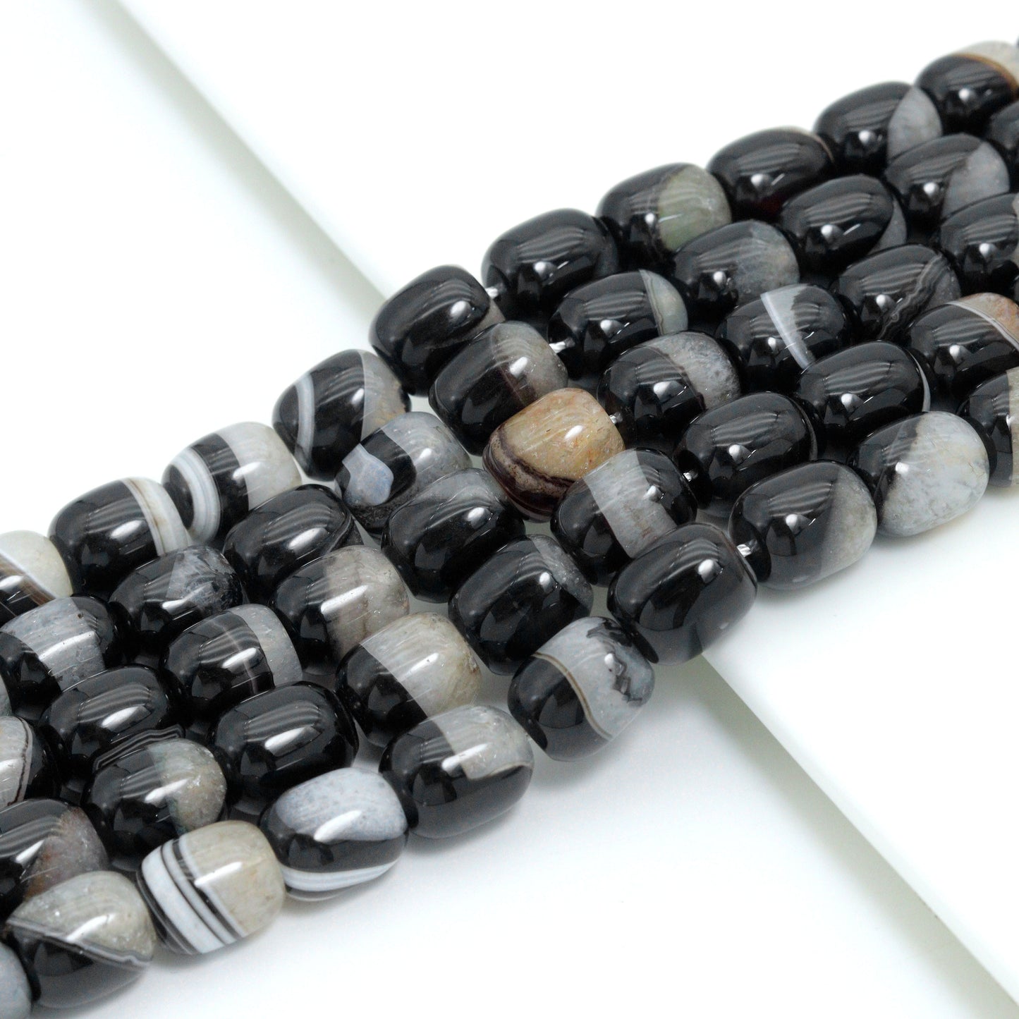 11x13mm Barrel White Black Druzy Agate, Sku#YK25