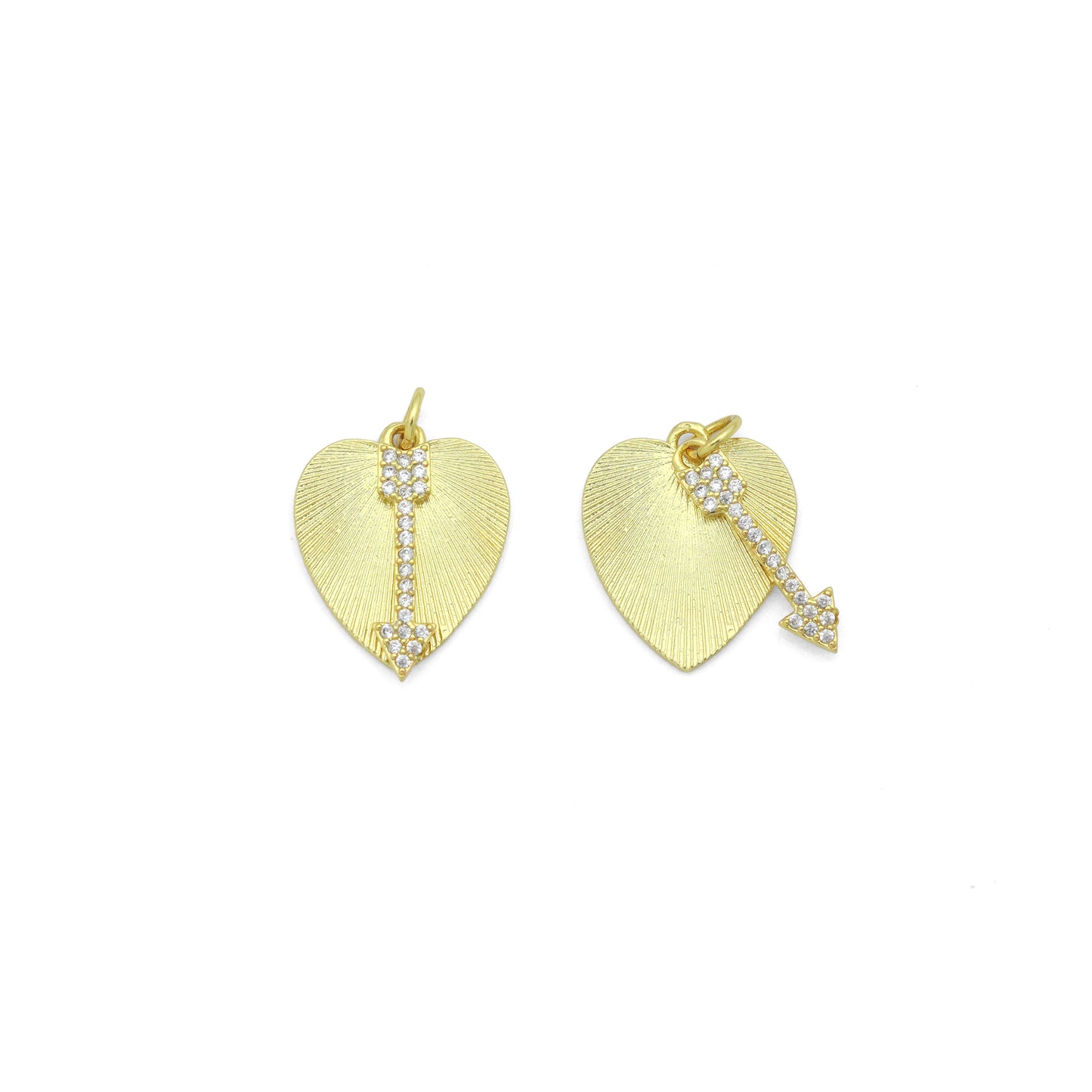 CZ Arrow On Heart Charm, Sku#Z1436