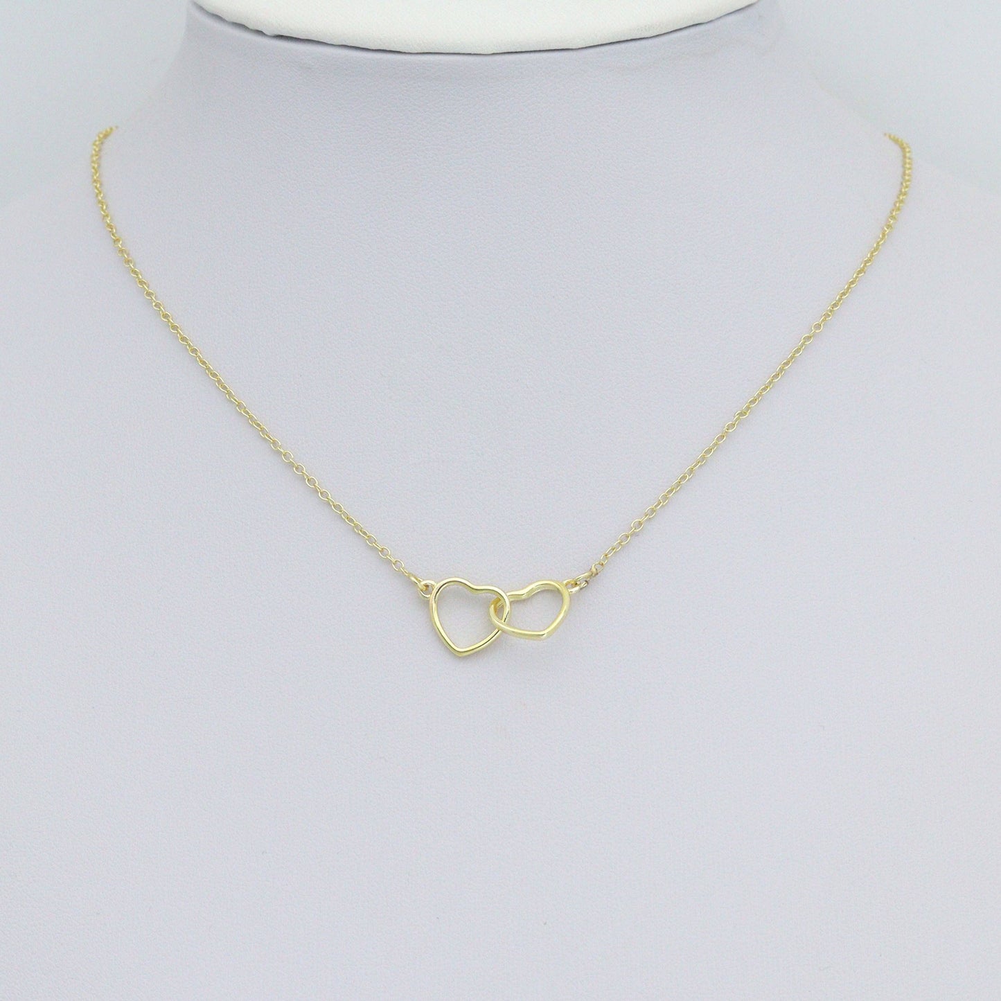 Gold Double Hearts Connector Charm Pendant,Sku#LX873