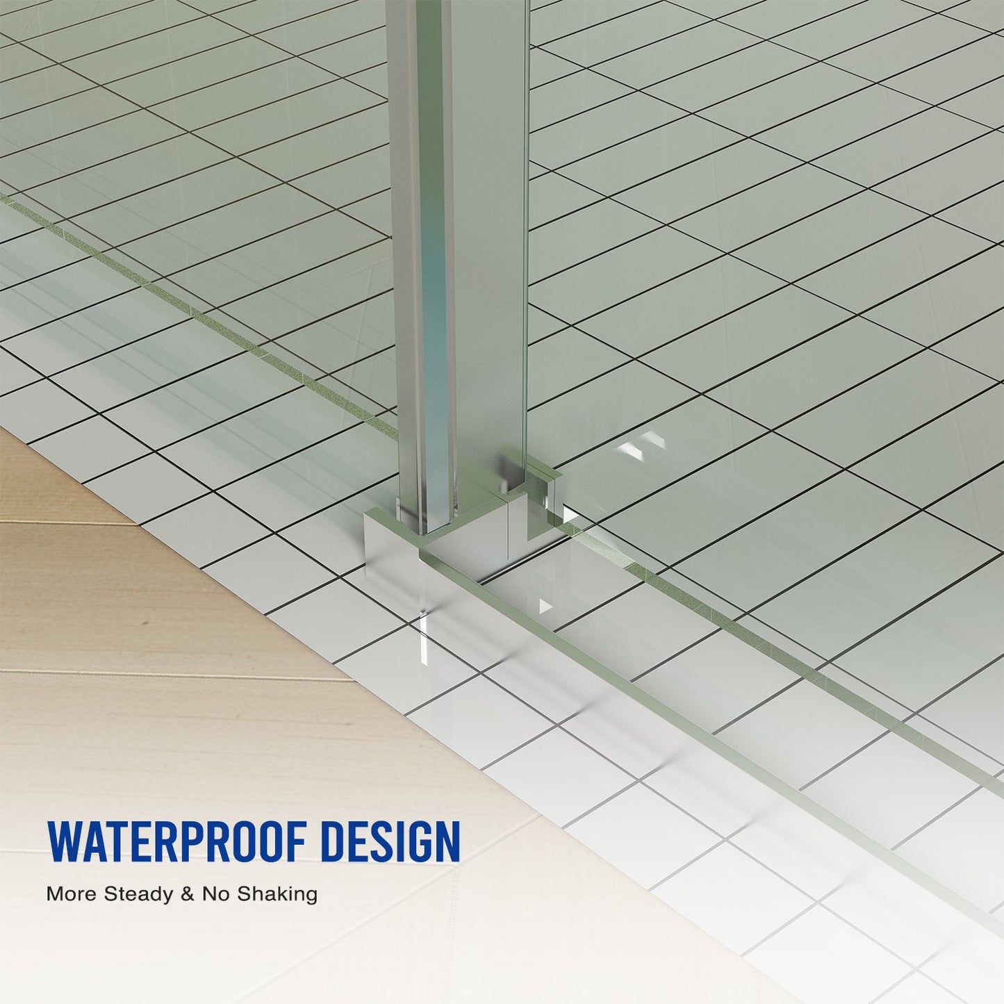 56"-60"W x 76"H Frameless Shower Door