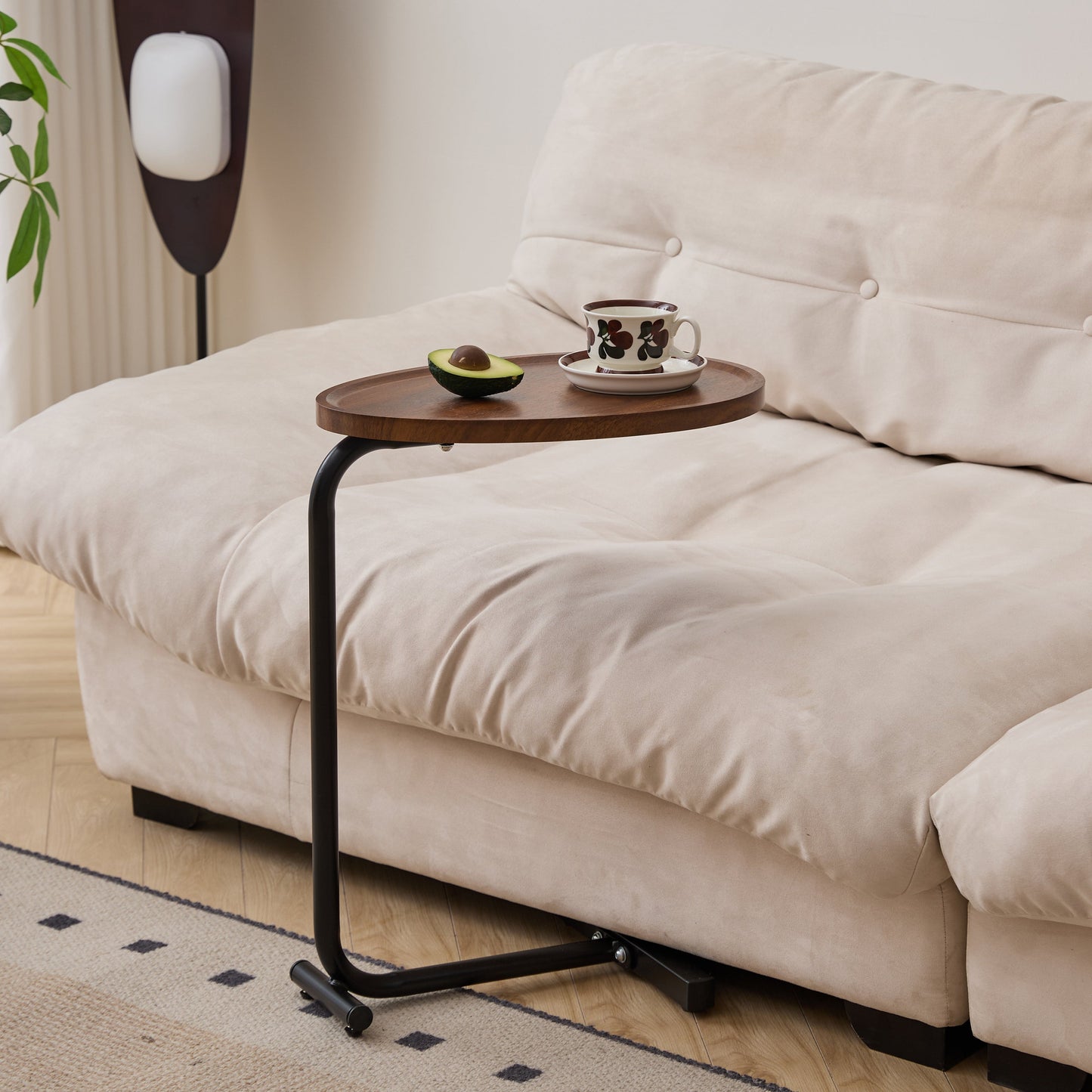 Brown C-shaped Side Table