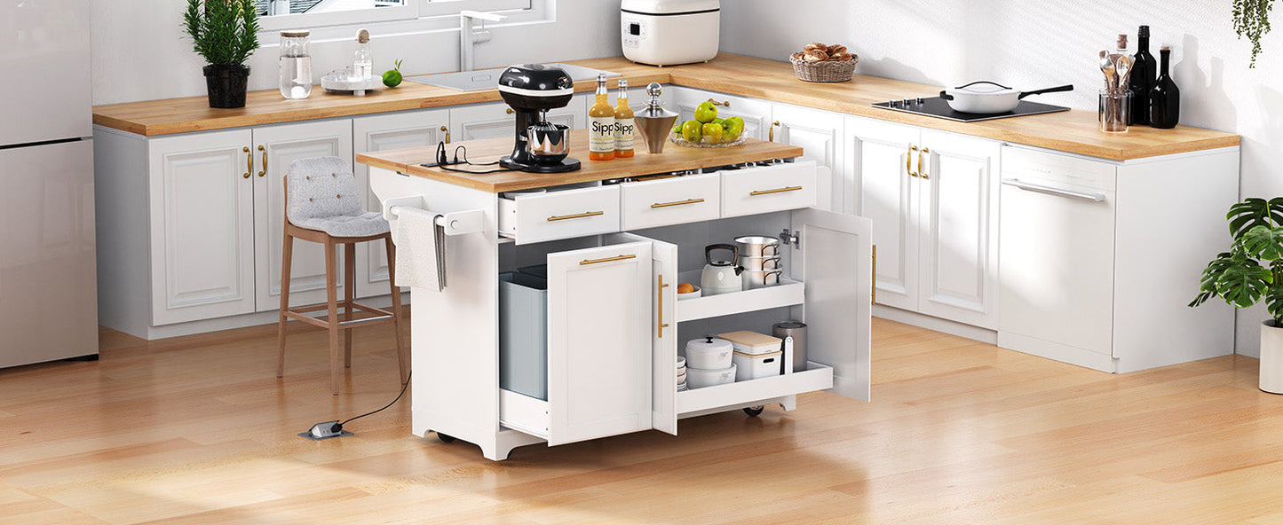 K&K 59.3" Kitchen Island with Storage