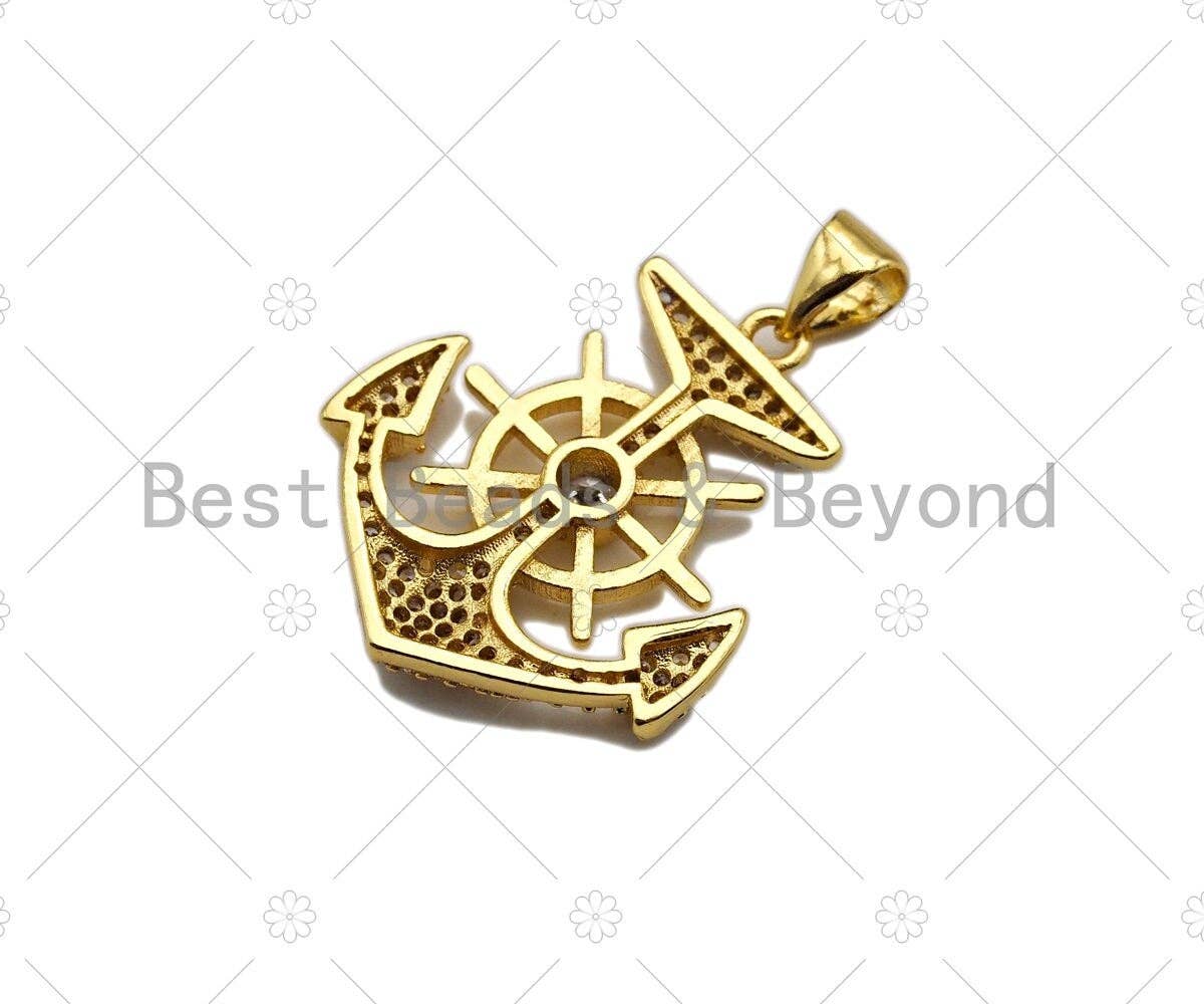 18k Shiny Gold Boat Anchor Charms, Gold Anchor Charms, Anchor Pendant, Gold Pendant, Necklace Charms, 20x24mm, Sku#LK146