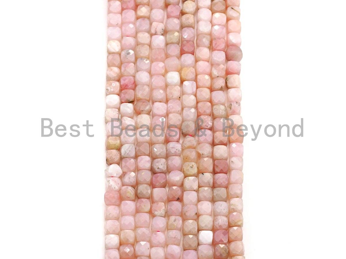 High Quality 4mm Pink Opal Faceted Cube Beads, Cube Pink Opal beads, 15.5" Full strand, sku#U779
