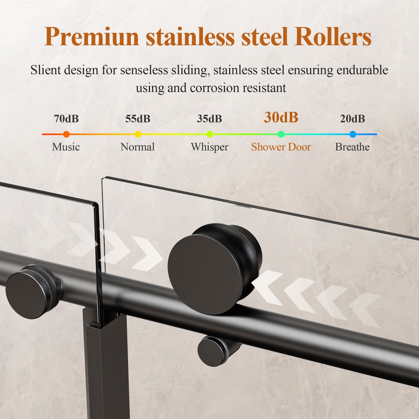 Frameless Stainless Steel Round Tube Single Sliding Shower Door