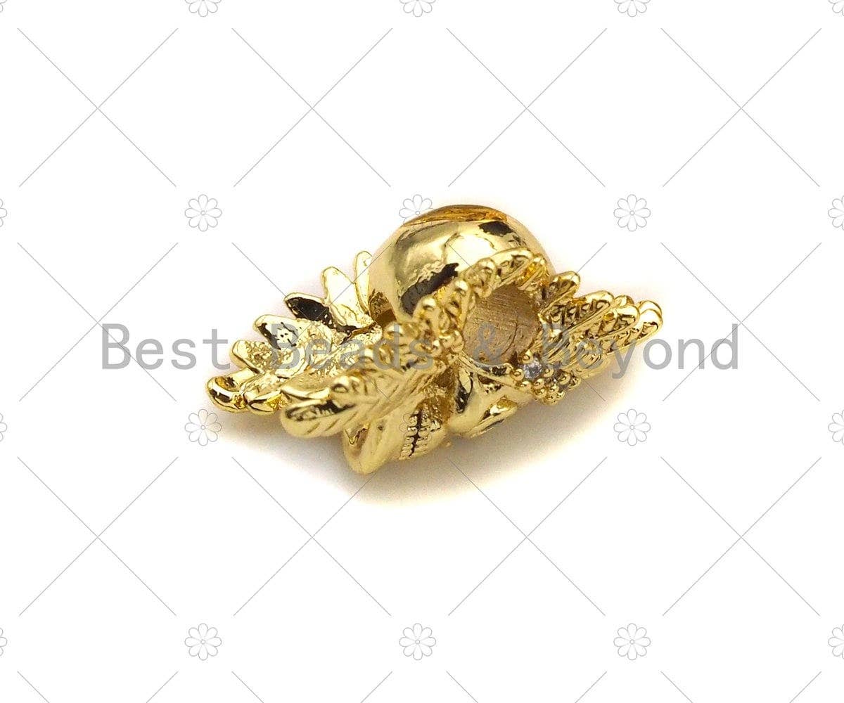 CZ Micro Pave Pharoah Head Spacer Beads, Cubic Zirconia Pharoah Head Spacer Beads,Men's Jewelry Findings, 10x13x14mm, sku#LK91