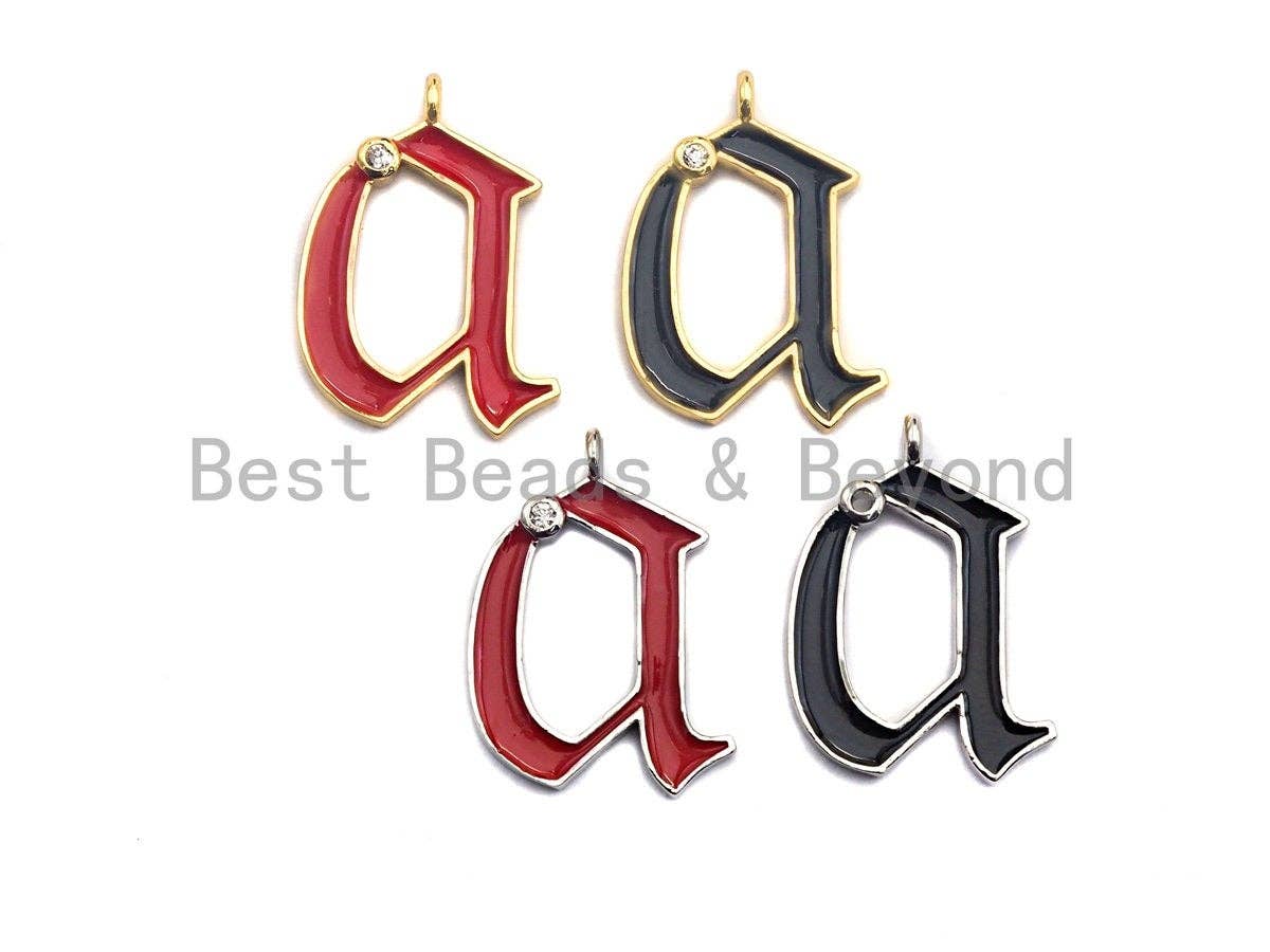 Enamel pave alphabet letter, Alphabet Charms, Initial Alphabet Letters, Custom Naming Pendants, Initial Letter a Pendant,17x23mm, sku# B121