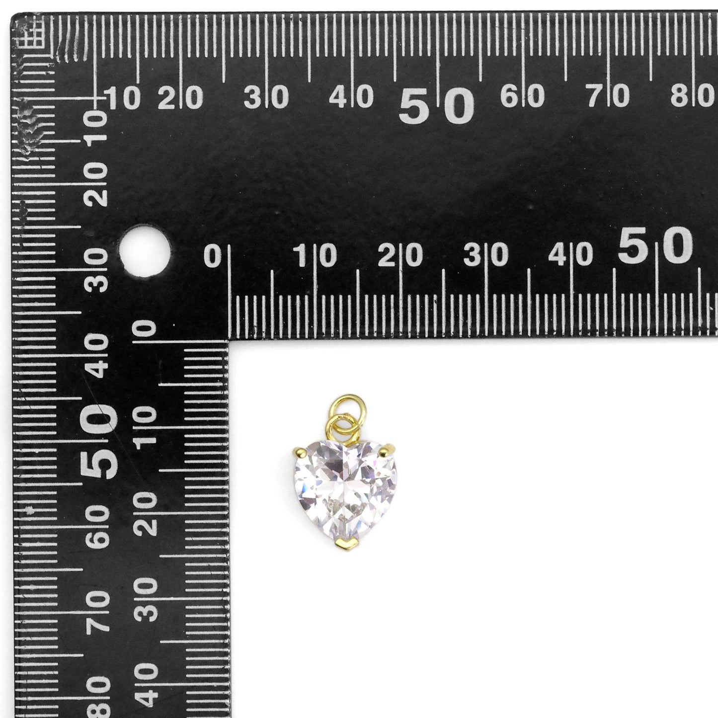 Gold Colorful Crystal Heart Charm, Sku#LX272