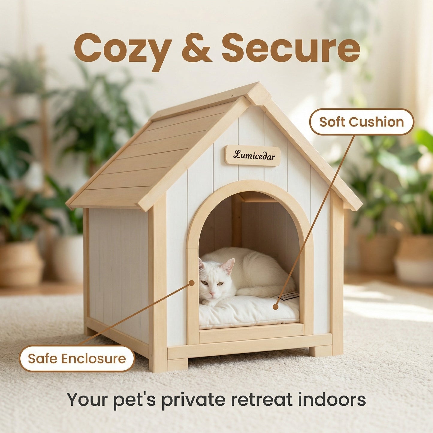 Modern Indoor Wooden Dog House with EVA Cushion