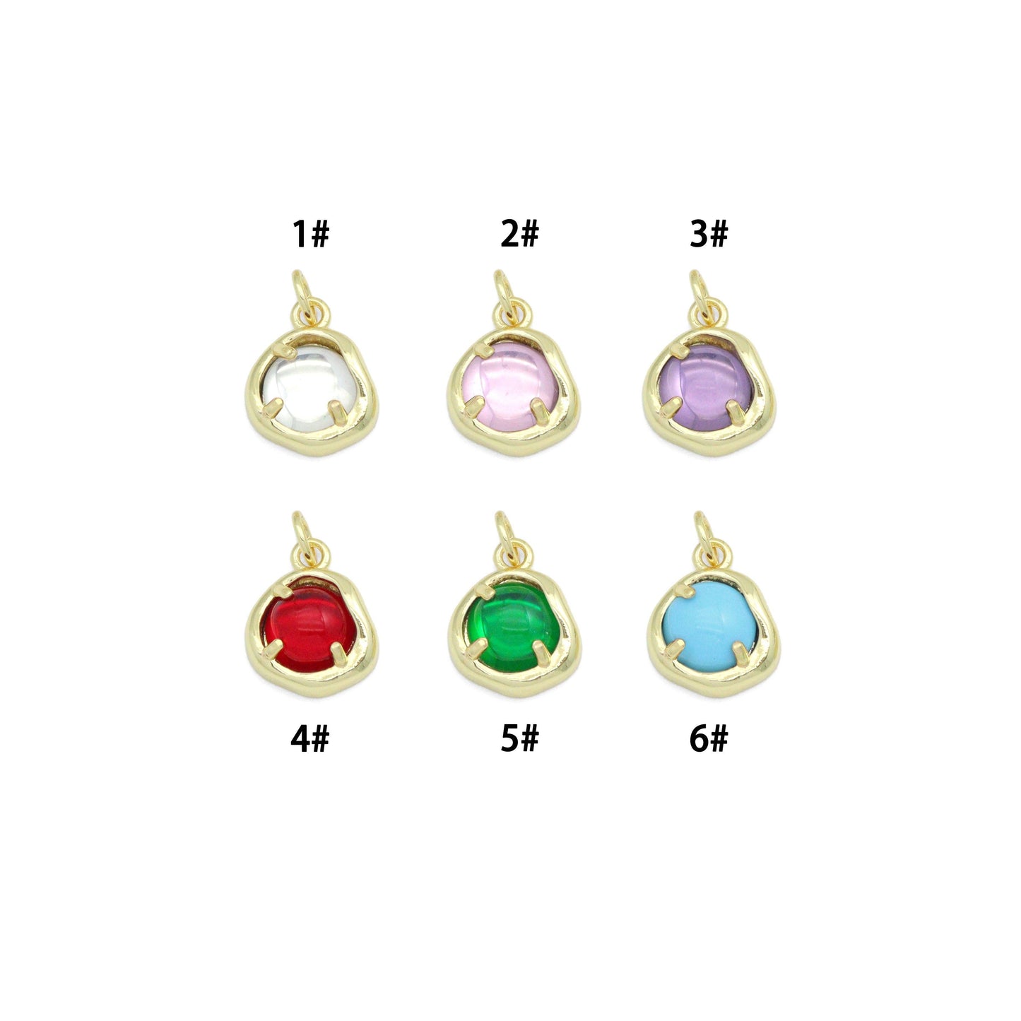 Various Color Stone Round Shape Charm Pendant,Sku#LD736
