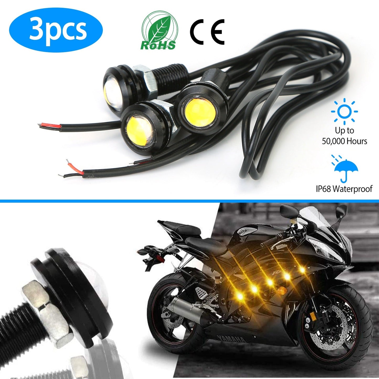Amber Eagle Eye LED Grille Light for Vehicles