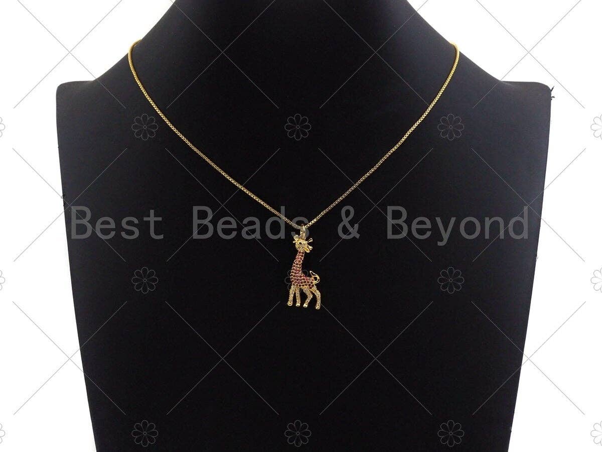 Fuchsia CZ Micro Pave Giraffe Charm for Necklace Bracelet, Deer Charm, Cubic Zirconia Animal Charms, 14x30mm,sku#Y301