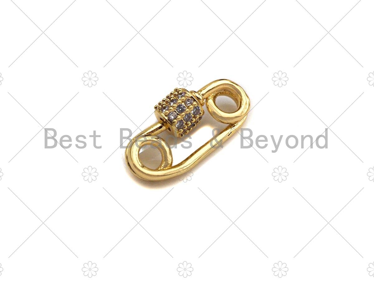 Small 18K Gold Safety Pin Clasp, Carabiner Clasp Safety pin, Paper clip connector clasp, 7x14mm, sku#LK11