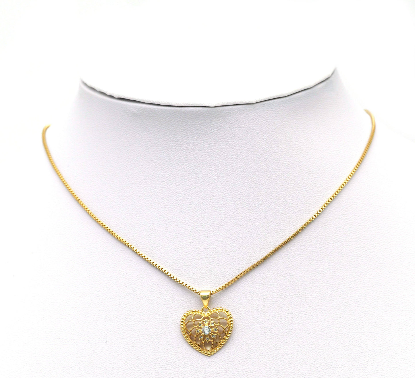 CZ Filigree Heart Charm, Sku#LK606