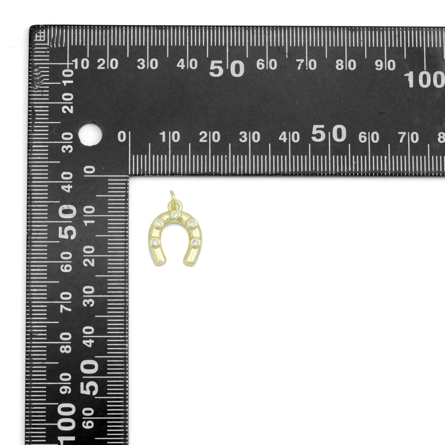 Clear CZ Gold U Shape horseshoe Charm Pendant,Sku#LD717