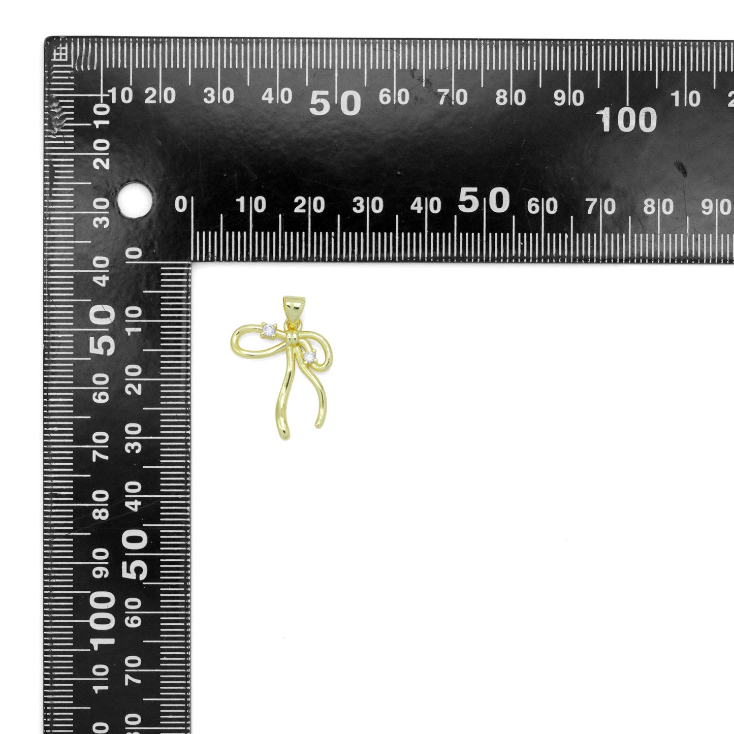 Clear CZ Gold Bowk not Charm Pendant, Sku#LK1021