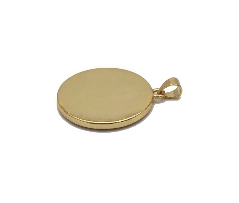 Gold Hamming Bird On Round Coin Charm, Sku#LK733