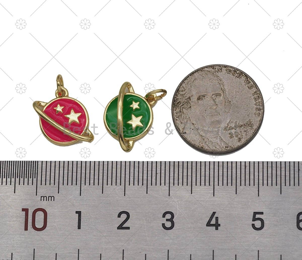 Colorful Enamel Five Star On Earth Shape Pendant,18K Gold Filled Earth Star Charm, Necklace Bracelet Charm Pendant, Sku#JD25