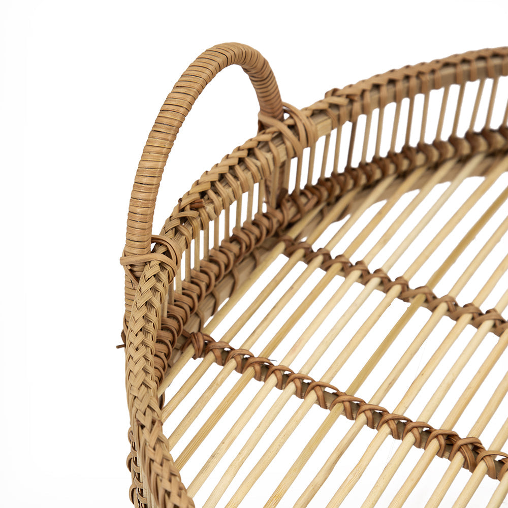 Set of 3 Round Bamboo Decorative Trays