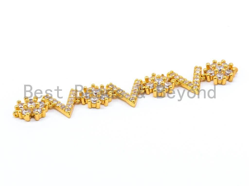 CZ Micro Pave flower Connector for bracelet/necklace, Spacer Connector/Link, 10x66mm, sku#M193