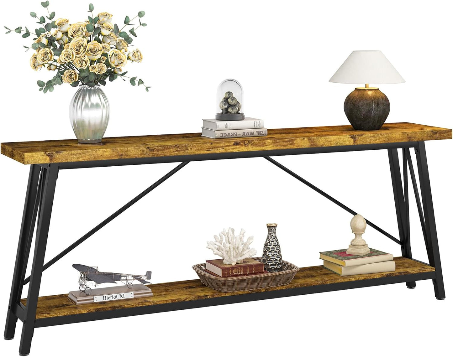 70.9" Extra Long Rustic Industrial Sofa Table