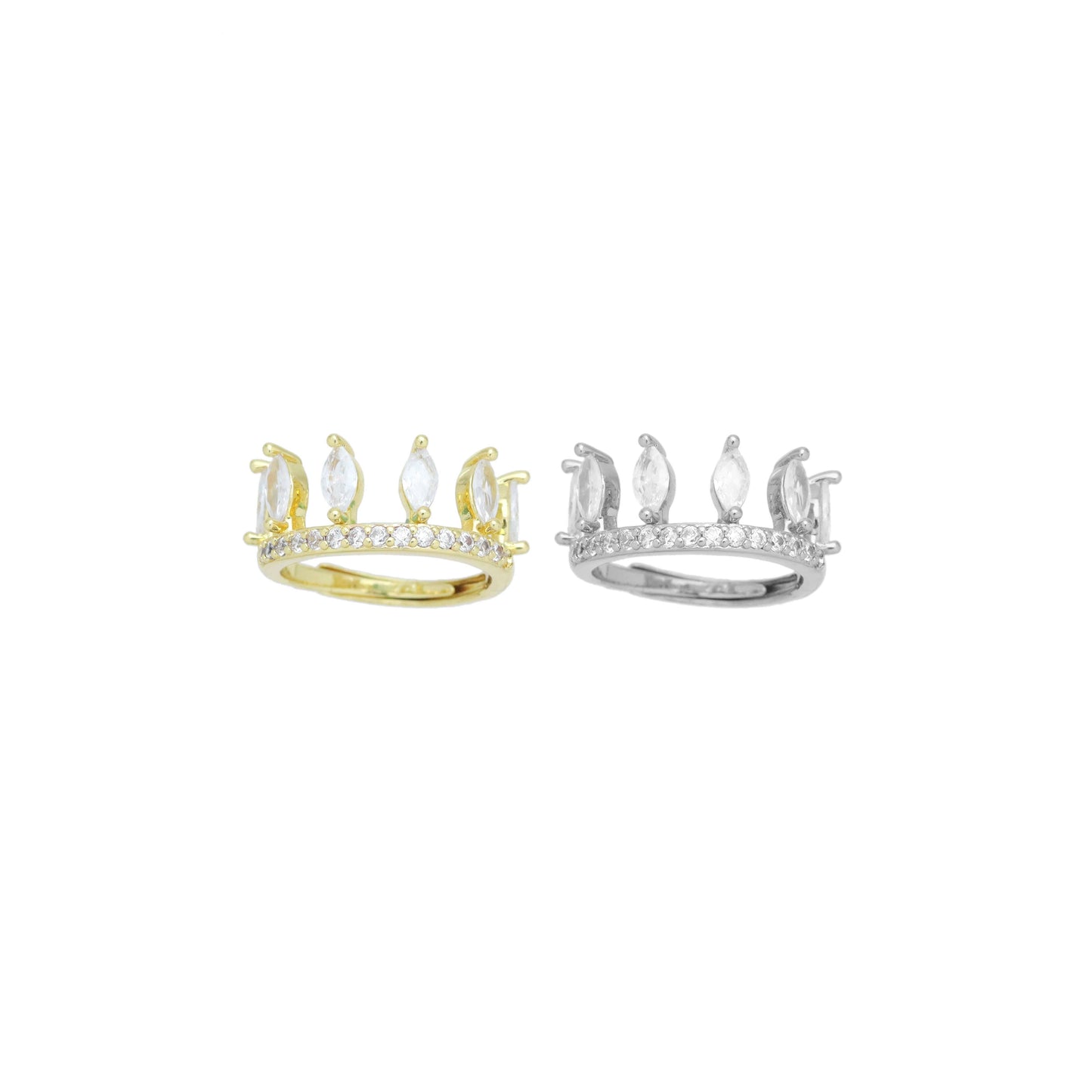 Eye Shape CZ Crown Adjustable Ring, Sku#A363
