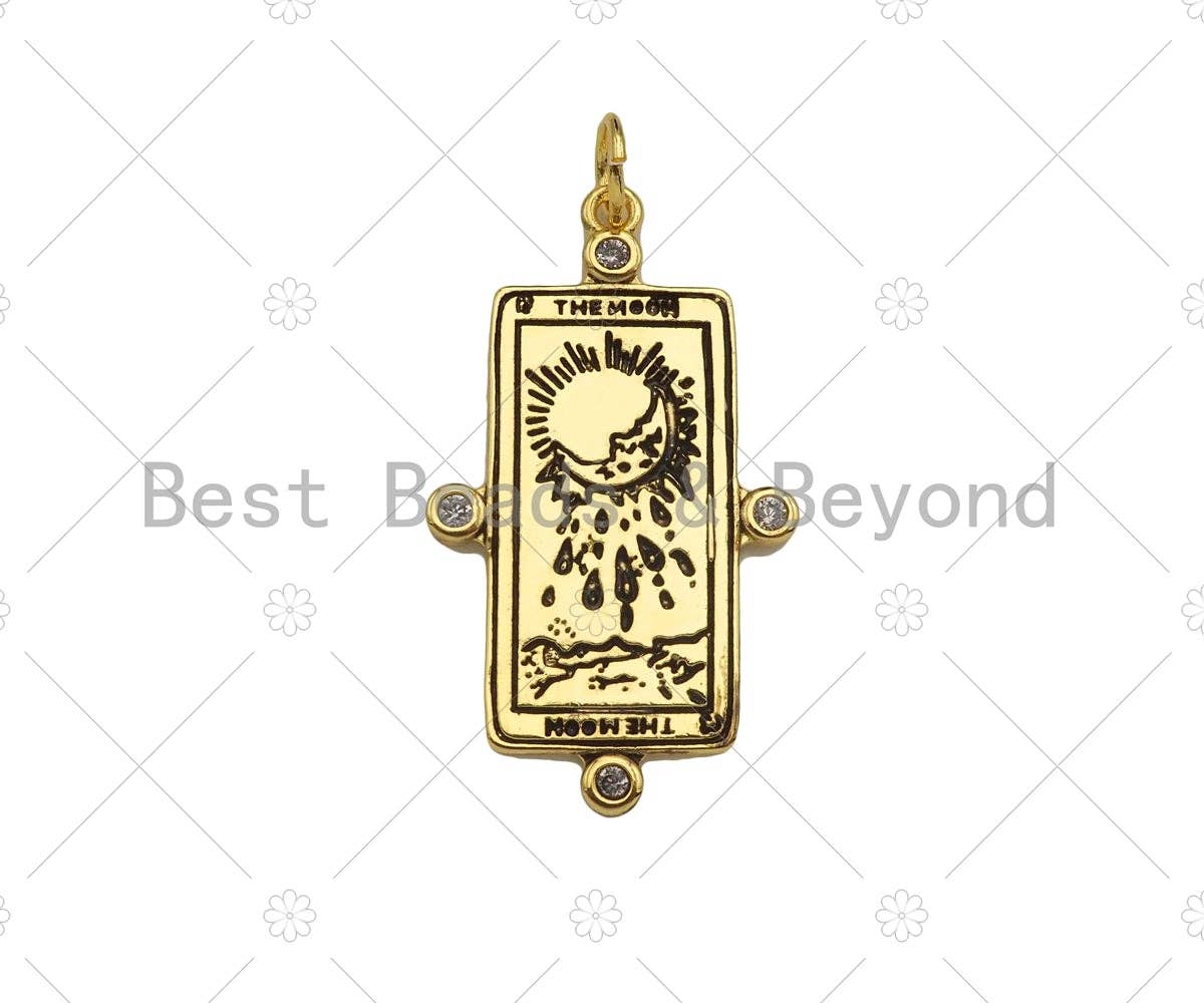 The moon Rectangle Pendant, Dog tag Charm,19x34mm,Sku#Z1348