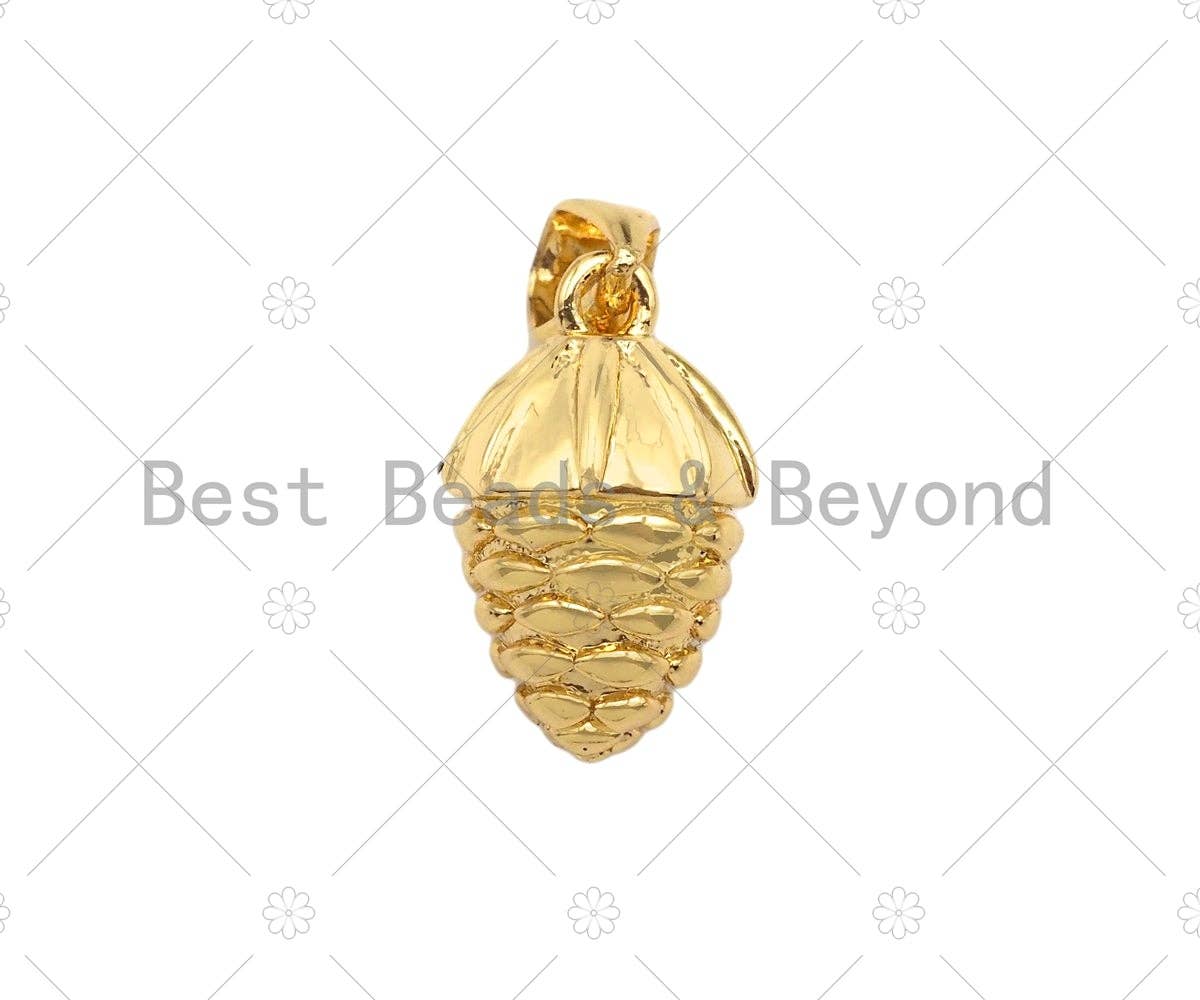 18k Gold Color Pinecone Shape Pendant, Dainty Gold Acorn Pendant, Christmas Charm Pendant,14x8mm, Sku#LK207
