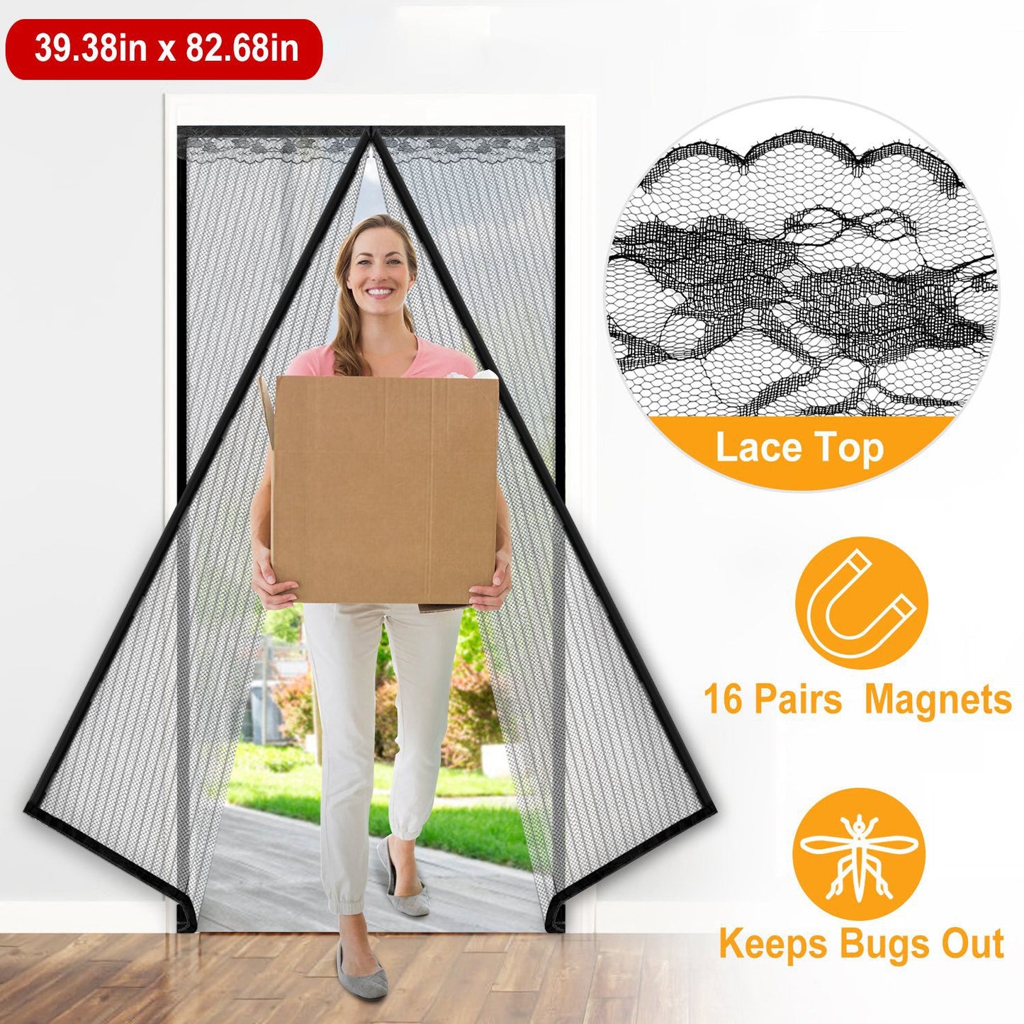 Magnetic Mesh Curtain for Door with Seamless Magnets